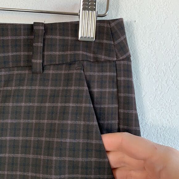 NWT Loft Brown Plaid High Waist Ankle Skinny Stretch Dress Pants Sz 2 Petite - Picture 7 of 13